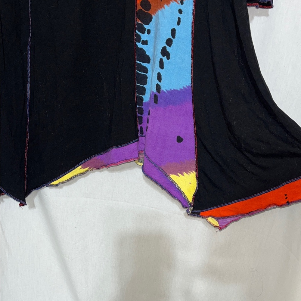 Parsley & Sage Black Tunic with Orange purple yellow and Blue Patchwork women 1X - Picture 6 of 12